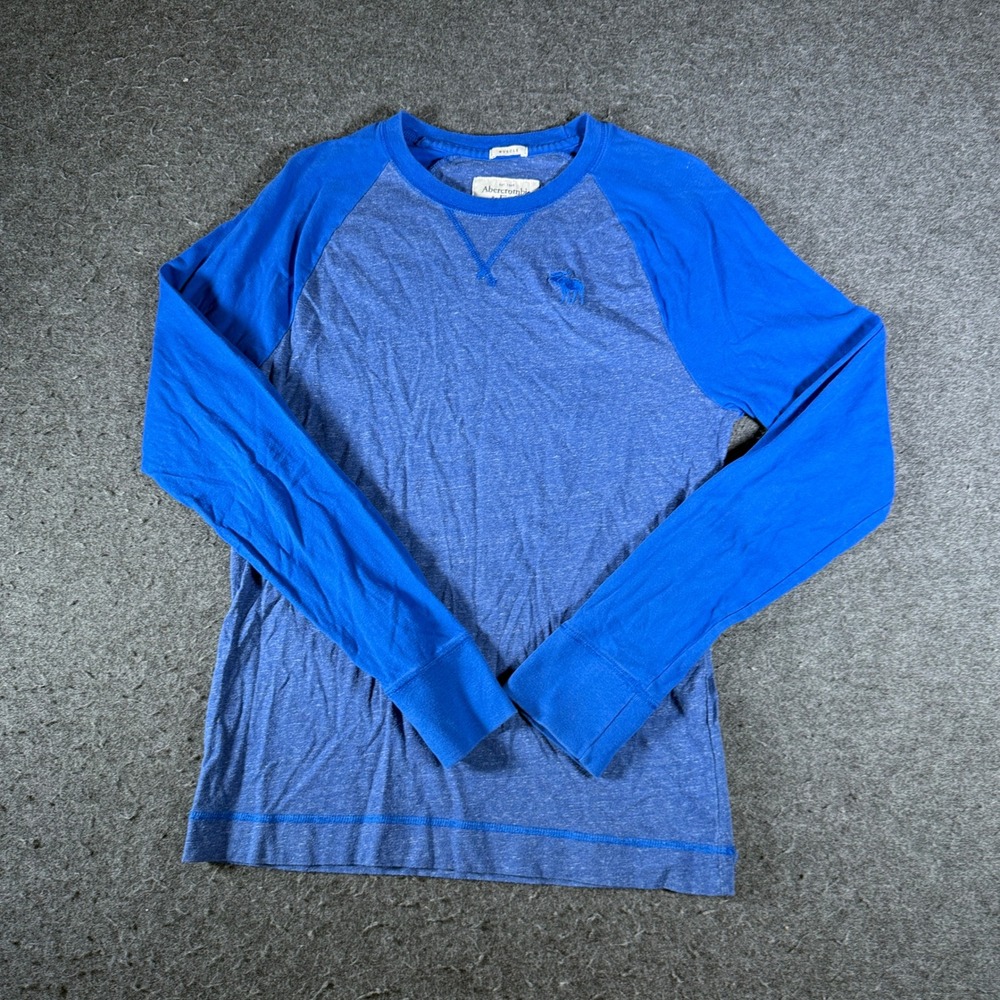 Abercrombie & Fitch Mens Muscle Fit Raglan Long Sleeve Tee Blue Heather Large